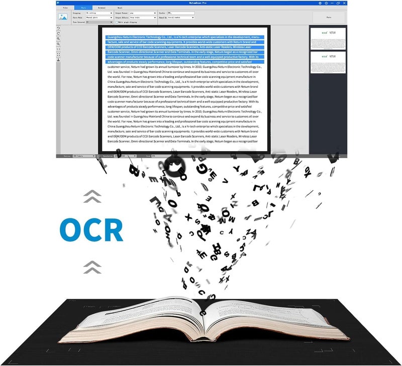 NetumScan Book & Document Camera, Multi-Language OCR and English Article Recognition by AI Technology, Real-time Projection, Video Recording, Foldable & Portable, Capture, Windows/MAC/Linux- NS-800NC - Image 3